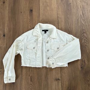 White cropped jean jacket